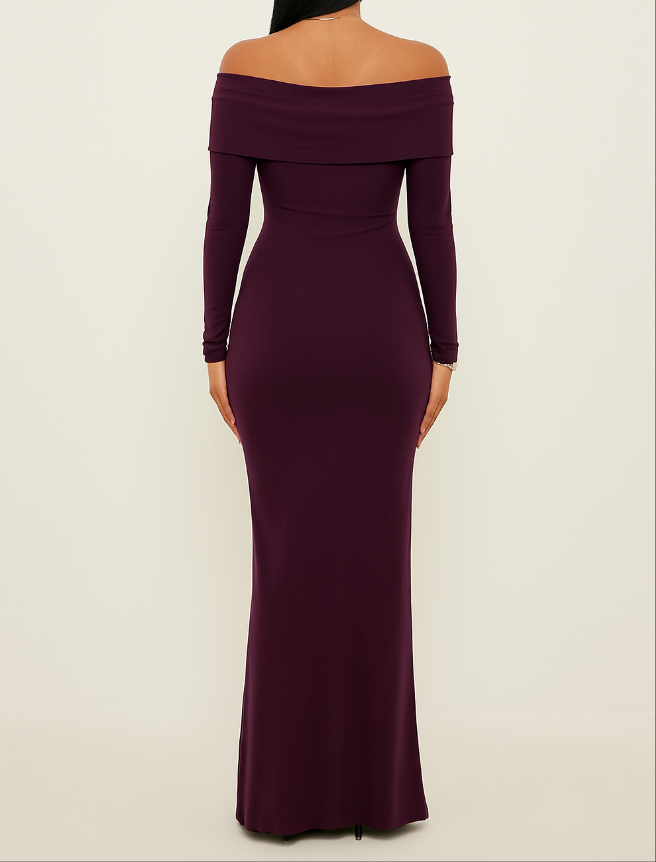 Elegant Off-Shoulder Bodycon Maxi Dress