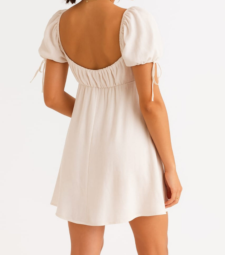 Ivory Bloom Puff Sleeve Dress