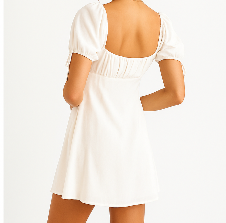 Ivory Bloom Puff Sleeve Dress